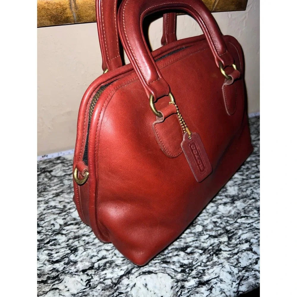 Vintage Coach Baxter 9903 Bordeaux Burgundy Glove Tanned Leather Satchel USA KMM
